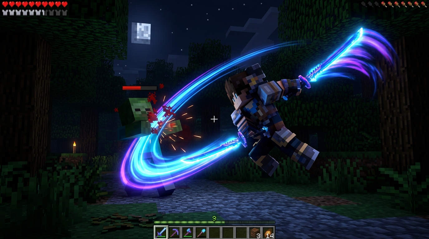 SlashBlade Katana Combat Action in Minecraft