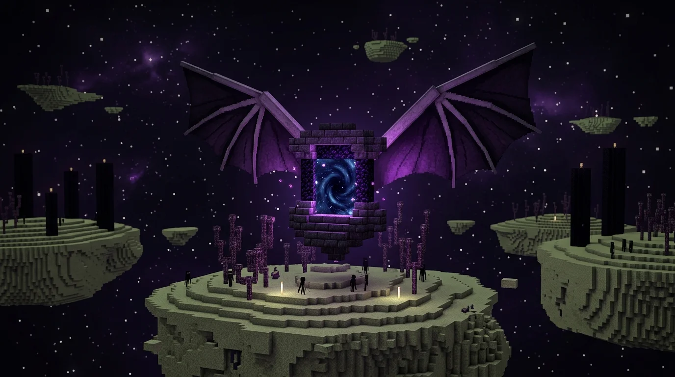 Minecraft End Gateway Portal Floating in the End Dimension