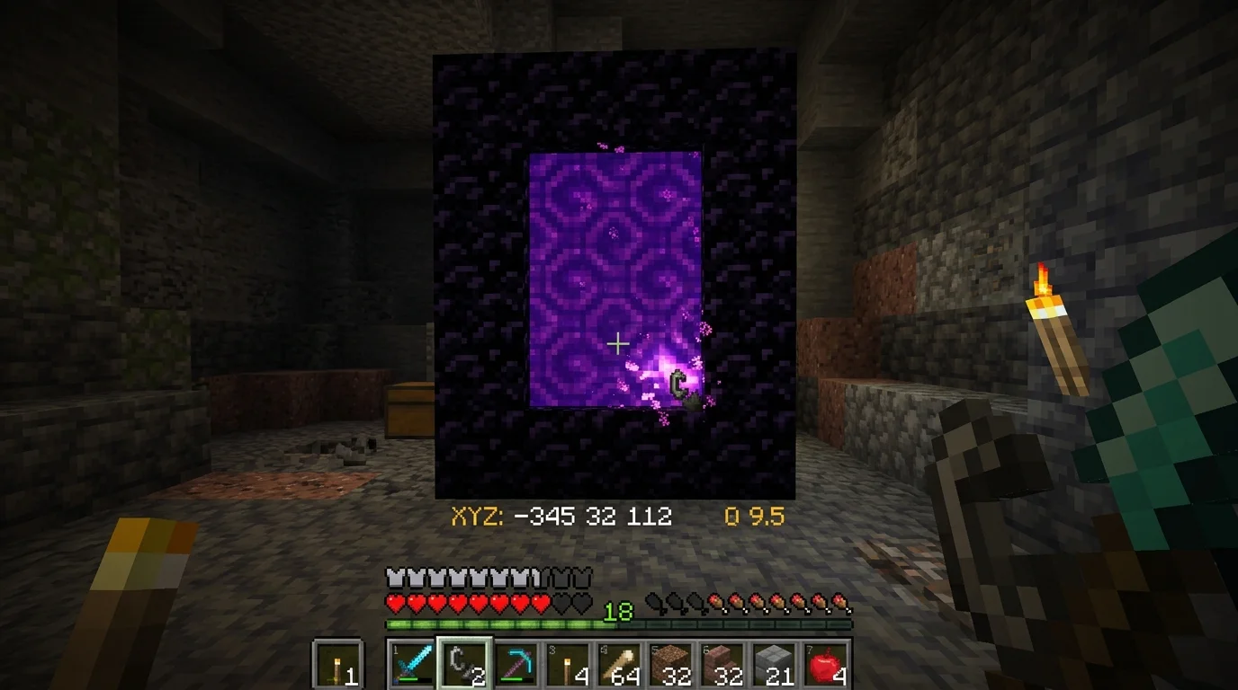 Building and Lighting a Nether Portal Frame in Minecraft